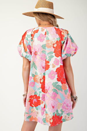 In Full Bloom Floral Print Dress