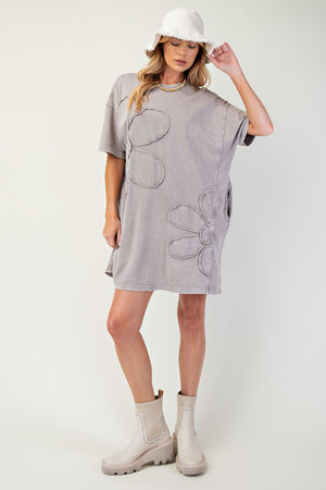 Daisy Days Ash Daisy Patch Mineral Washed TShirt Dress