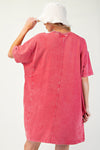 Daisy Days Boho Red Daisy Patch Mineral Washed TShirt Dress