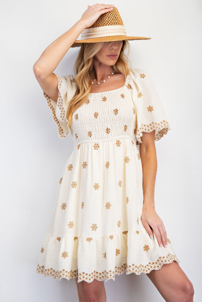Pure Devotion Embroidered Cotton Gauze Dress