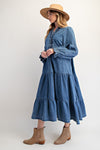 Blue Ridge Breeze Washed Denim Maxi Dress