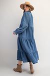 Blue Ridge Breeze Washed Denim Maxi Dress