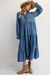 Blue Ridge Breeze Washed Denim Maxi Dress