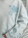 Sunkissed Coconut Pearl Grey Tropical Embroidered Sweatshirt