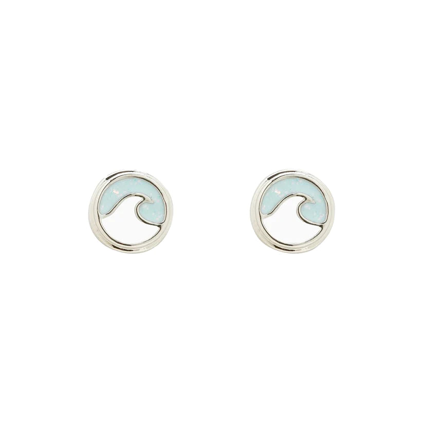 Opal Enamel Wave Stud Earrings