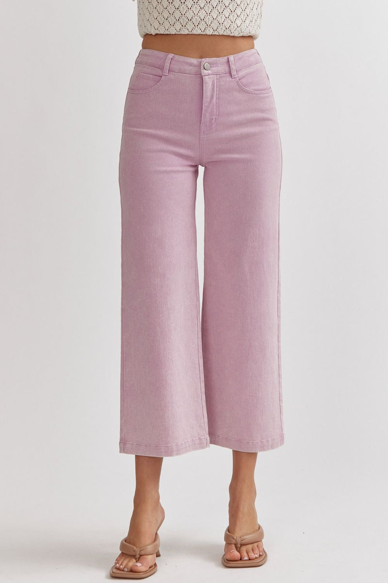 Lavender Clean Getaway Acid Wash Wide Leg Pants