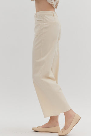On A Mission Ecru High Waisted Wide Leg Pants
