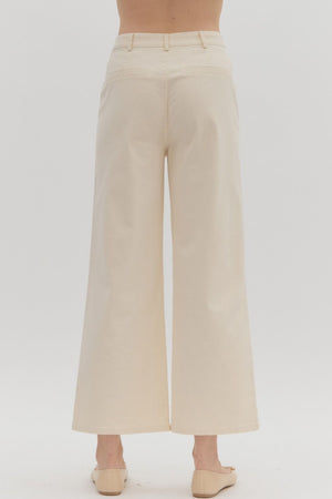 On A Mission Ecru High Waisted Wide Leg Pants