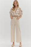 On A Mission Ecru High Waisted Wide Leg Pants