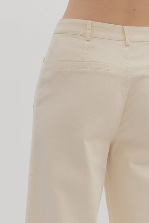 On A Mission Ecru High Waisted Wide Leg Pants