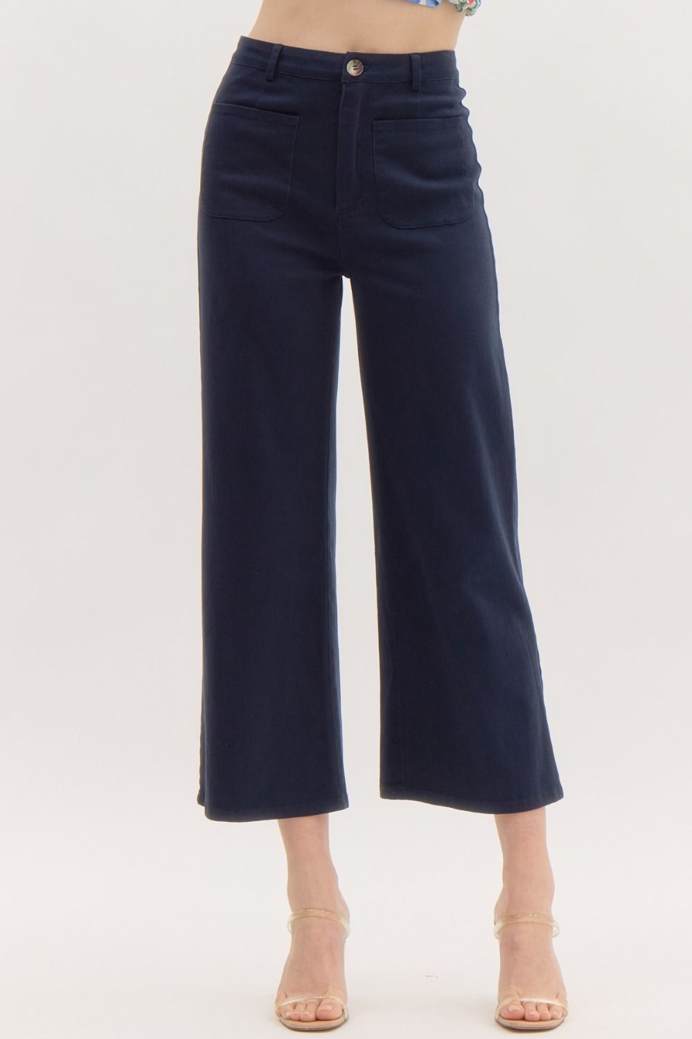 On A Mission Navy High Waisted Wide Leg Pants