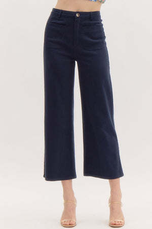 On A Mission Navy High Waisted Wide Leg Pants