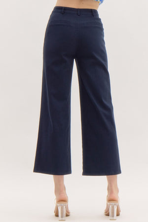 On A Mission Navy High Waisted Wide Leg Pants