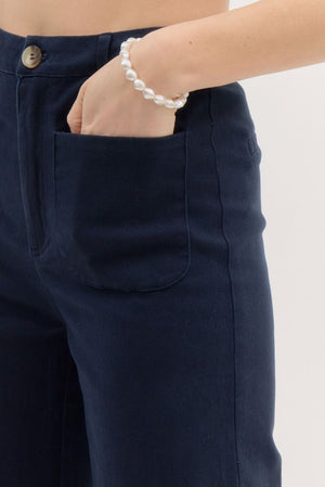 On A Mission Navy High Waisted Wide Leg Pants