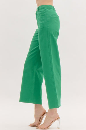 On A Mission Green High Waisted Wide Leg Pants