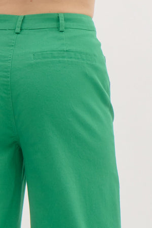 On A Mission Green High Waisted Wide Leg Pants