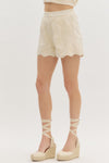 Garden Glow Floral Embroidered High Waist Shorts
