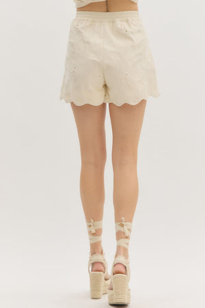Garden Glow Floral Embroidered High Waist Shorts