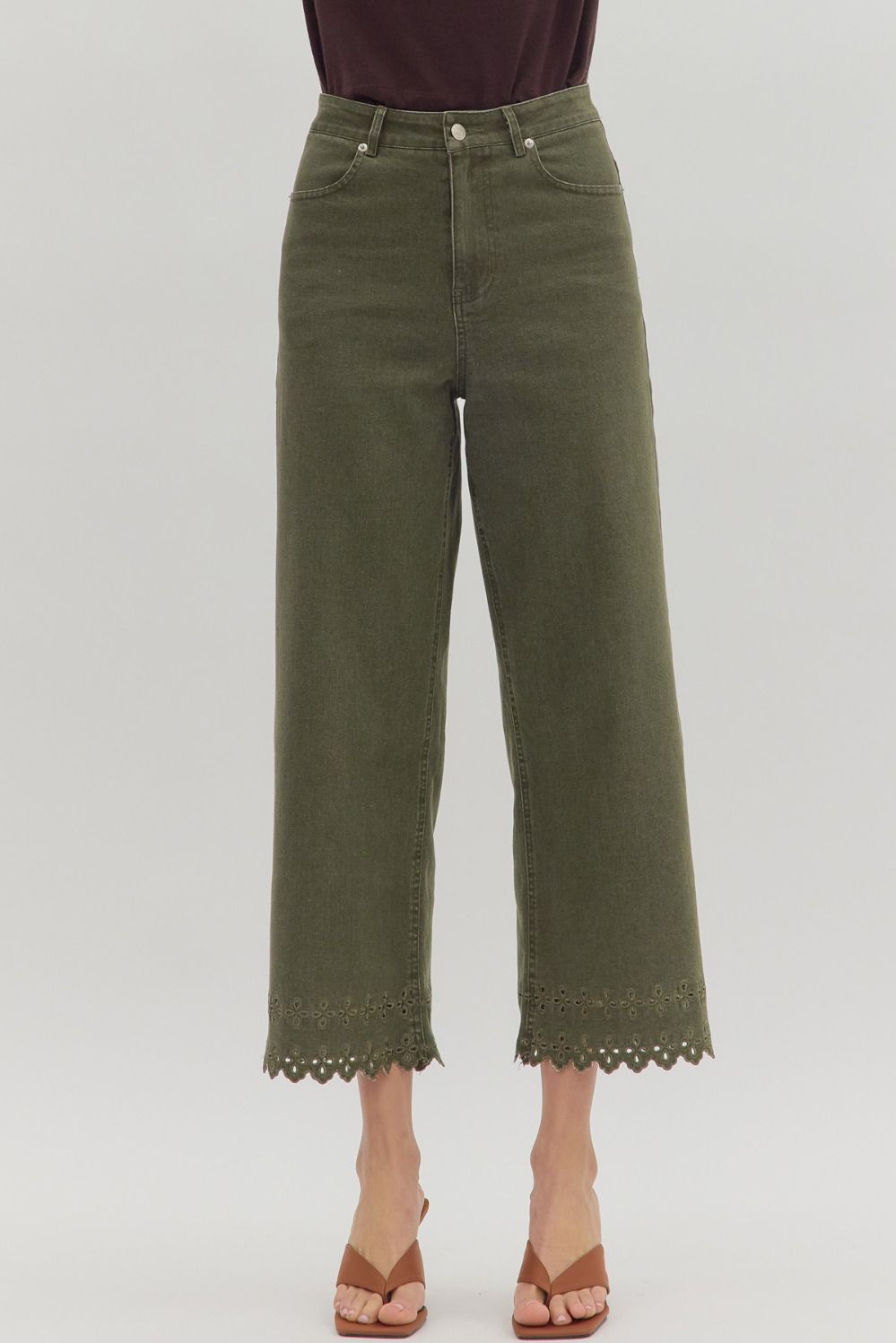 Sweet Magnolia Olive High Waist Ankle Length Pants