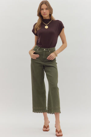 Sweet Magnolia Olive High Waist Ankle Length Pants
