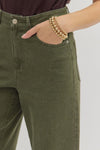 Sweet Magnolia Olive High Waist Ankle Length Pants