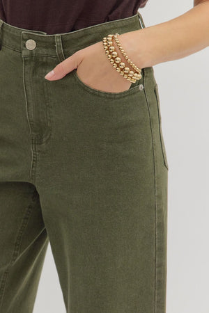 Sweet Magnolia Olive High Waist Ankle Length Pants