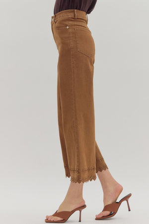 Sweet Magnolia Brown High Waist Ankle Length Pants