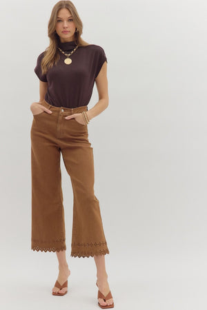 Sweet Magnolia Brown High Waist Ankle Length Pants