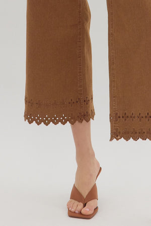 Sweet Magnolia Brown High Waist Ankle Length Pants