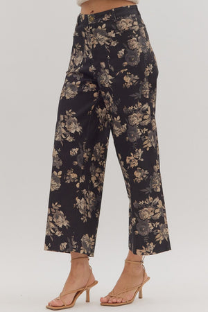 Dusky Gardens Floral Mid-Rise Pants