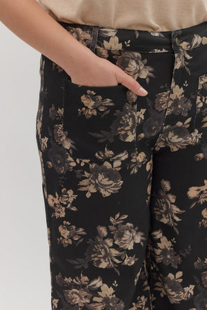 Dusky Gardens Floral Mid-Rise Pants