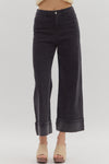 Lennox Cuff Black Mid-Rise Ankle Length Pants