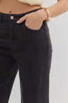 Lennox Cuff Black Mid-Rise Ankle Length Pants