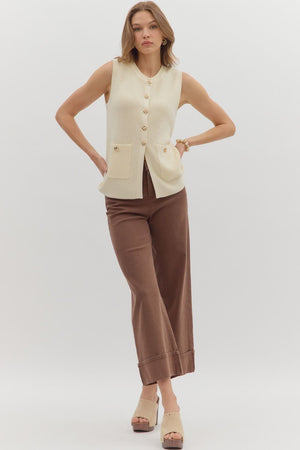 Lennox Cuff Brown Mid-Rise Ankle Length Pants