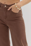 Lennox Cuff Brown Mid-Rise Ankle Length Pants