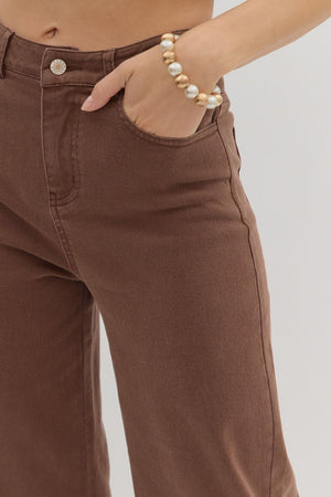 Lennox Cuff Brown Mid-Rise Ankle Length Pants