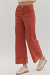Lennox Cuff Rust Mid-Rise Ankle Length Pants