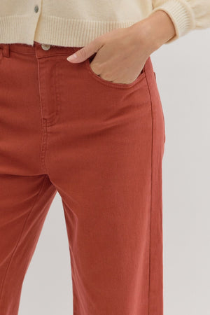 Lennox Cuff Rust Mid-Rise Ankle Length Pants