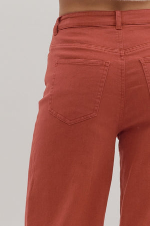 Lennox Cuff Rust Mid-Rise Ankle Length Pants