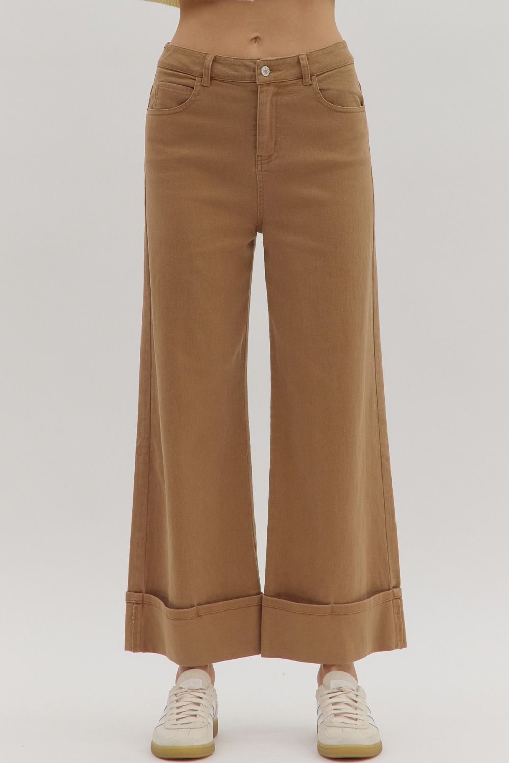 Lennox Cuff Camel Mid-Rise Ankle Length Pants