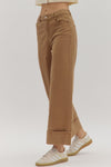 Lennox Cuff Camel Mid-Rise Ankle Length Pants