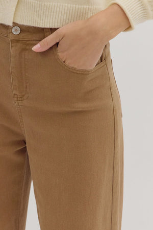 Lennox Cuff Camel Mid-Rise Ankle Length Pants