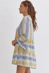 All In Colorblock Wide Sleeve Tiered Dress