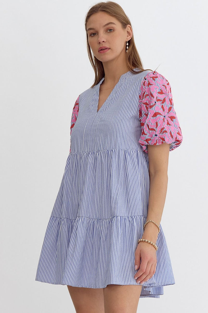 Day By Day Striped Tiered Babydoll Dress