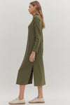 Rowan Olive Mock Neck Midi Dress