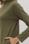 Rowan Olive Mock Neck Midi Dress