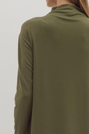 Rowan Olive Mock Neck Midi Dress
