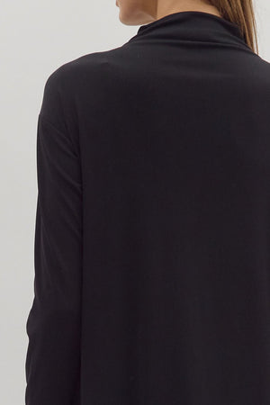 Rowan Black Mock Neck Midi Dress