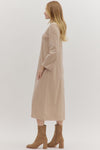 Sandstone Sand Mock Neck Knit Midi Dress