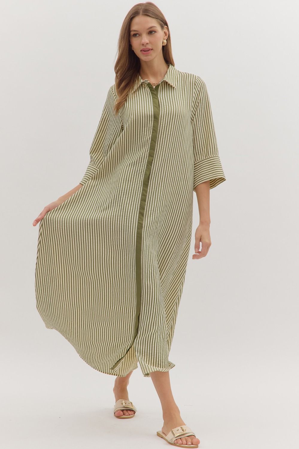 Olive Lane Striped Midi Dress